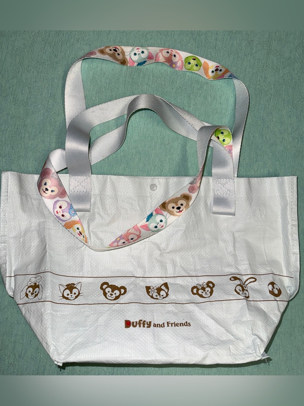 Hong Kong Disneyland Duffy & Friends reusable tote bag dual handle snap closure